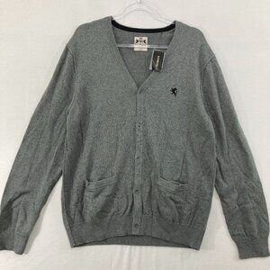 New‎ Express Men's Large Gray Cotton Button Sweater Cardigan Preppy Academia